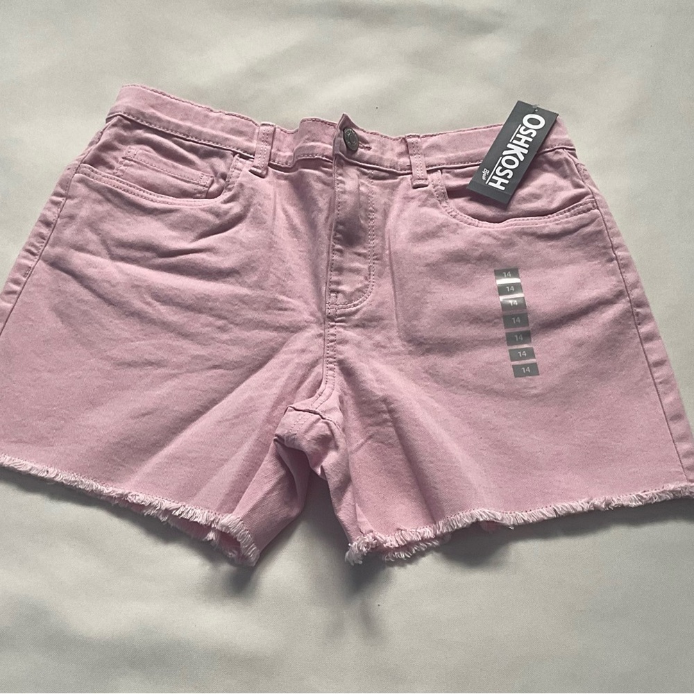 OshKosh B'gosh Pink Jean Shorts‎ Raw Hem Girls Size 14